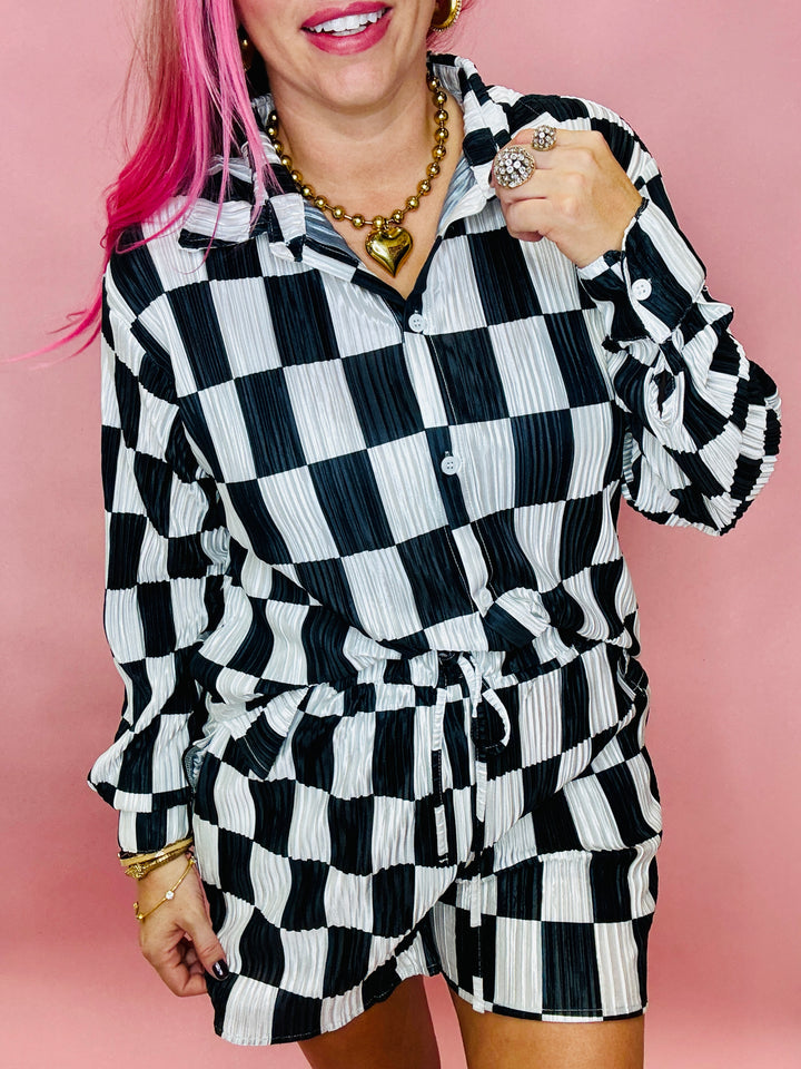 The Dani Checkered Plisse Top/Bottom