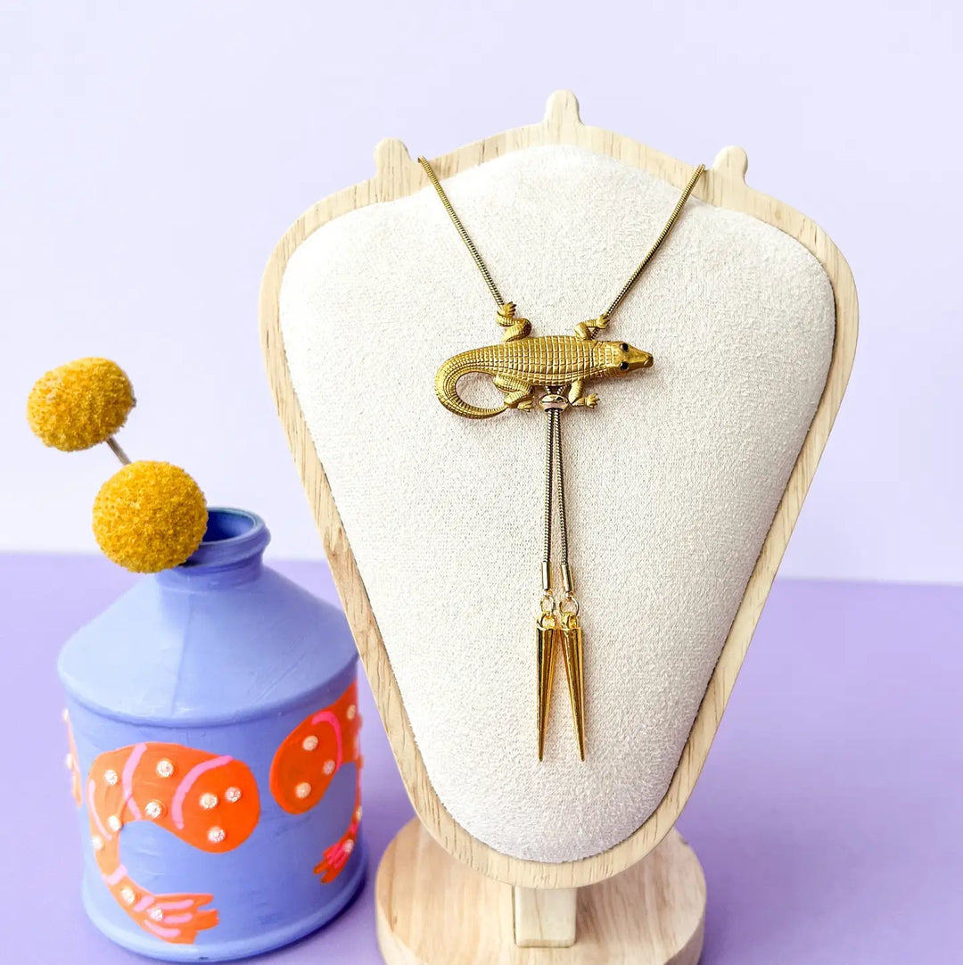 Alligator Gold Bolo Tie