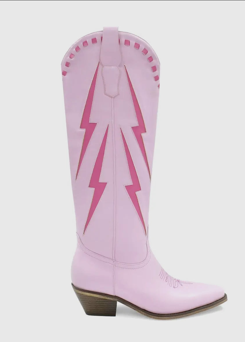 Pink Lightning Bolt Boots