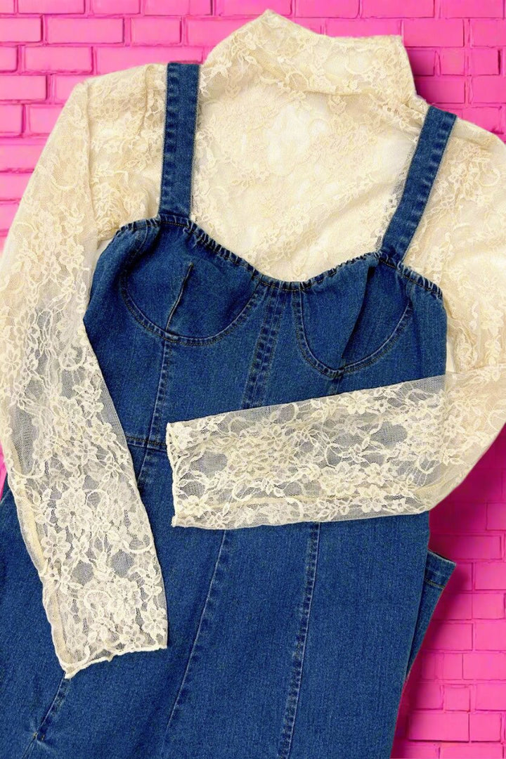 Mesh Lace Floral Print Top