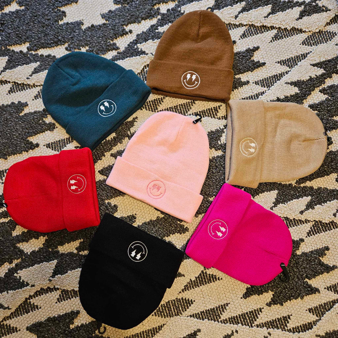 Lightning Bolt Happy Face Beanie