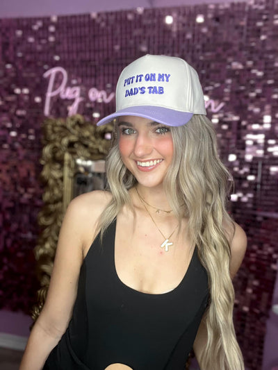Put It On My Dad's Tab Purple Trucker Hat