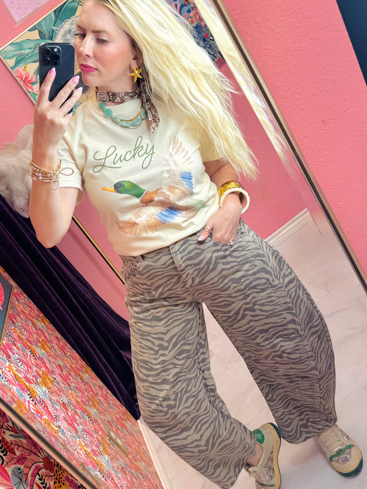Zebra Babe Barrel Jeans