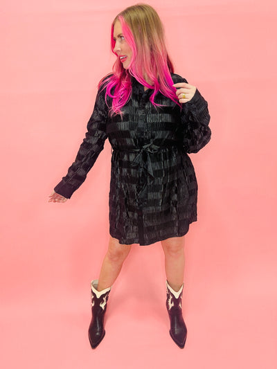The Staci Satin Pleated Dress