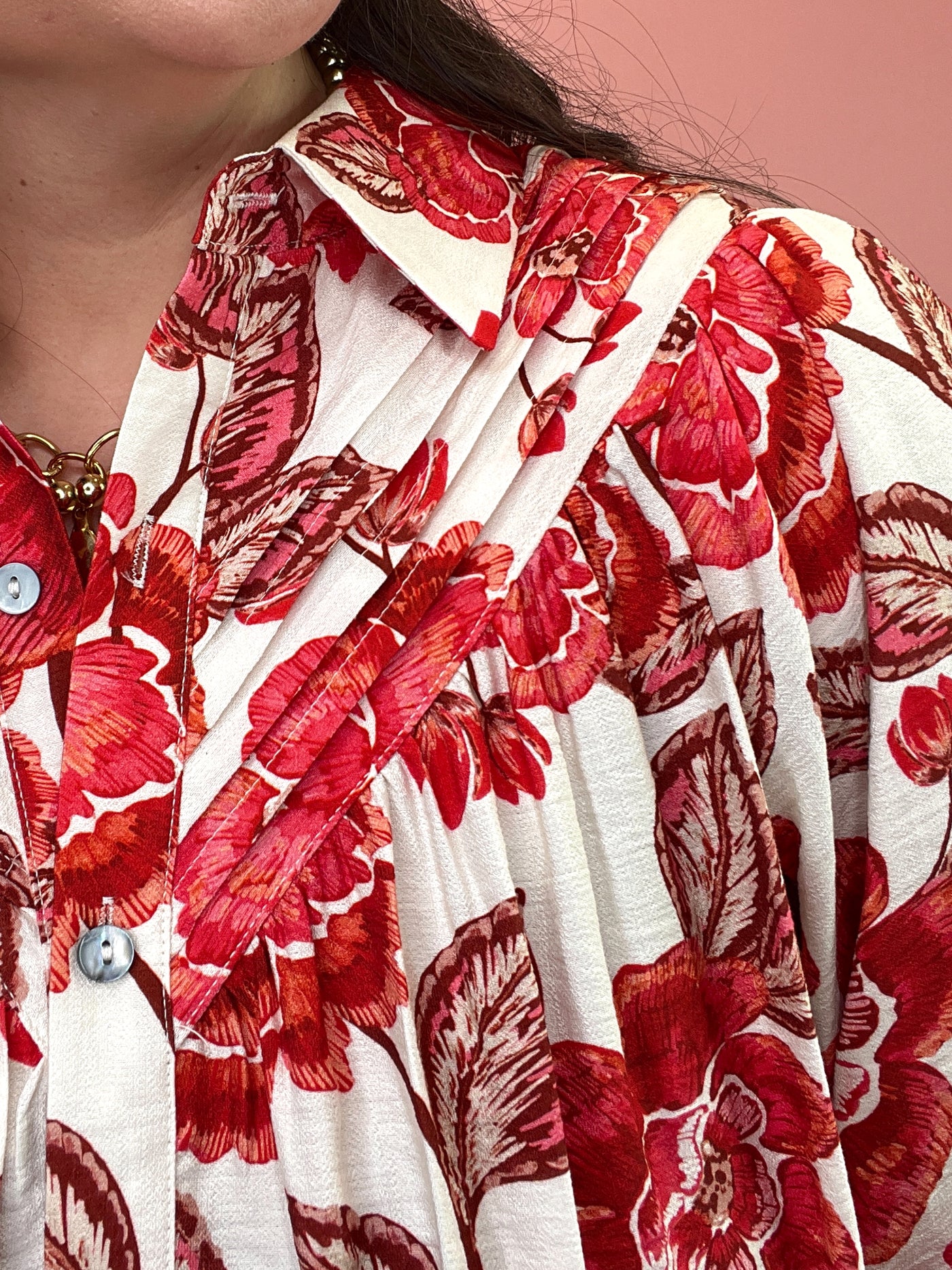 Rustic Floral Collared Top