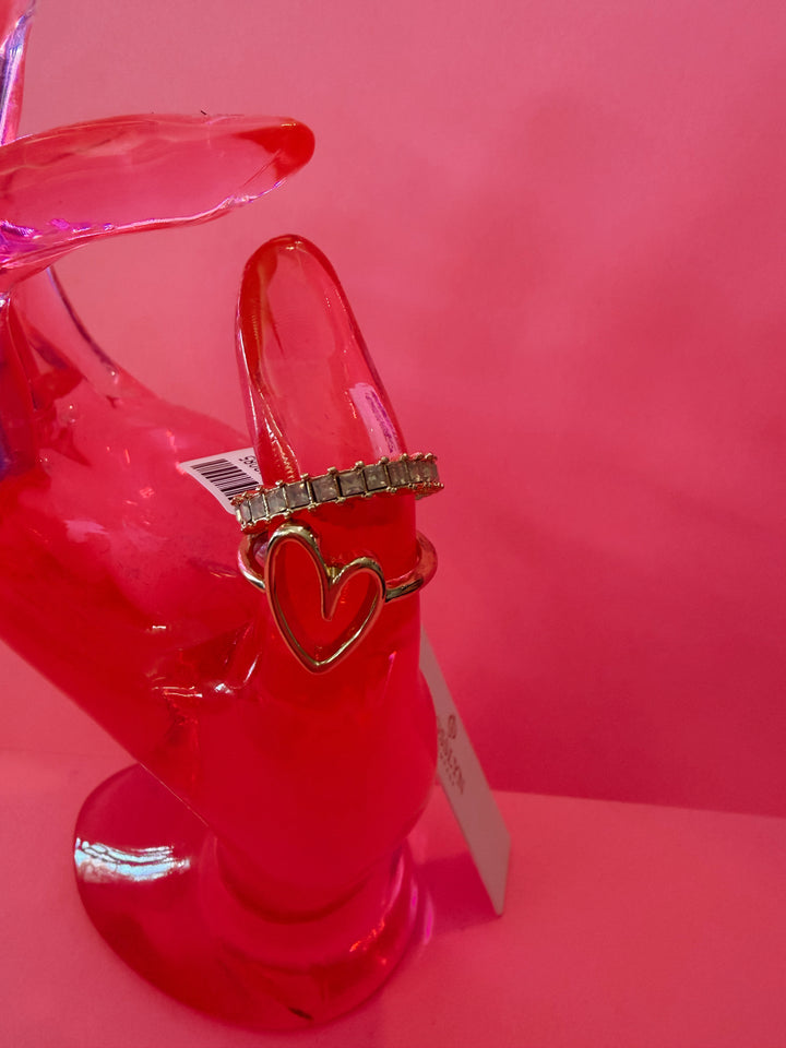 Baguette Crystal Heart Ring