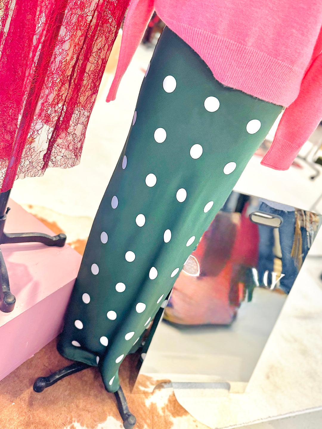 Emerald City Polka Dot Midi Skirt