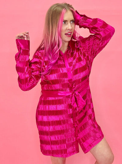 The Staci Satin Pleated Dress