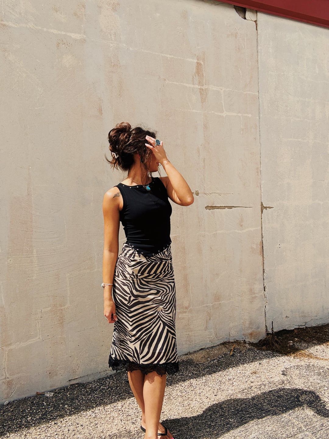 Wild Lace Zebra Midi Skirt