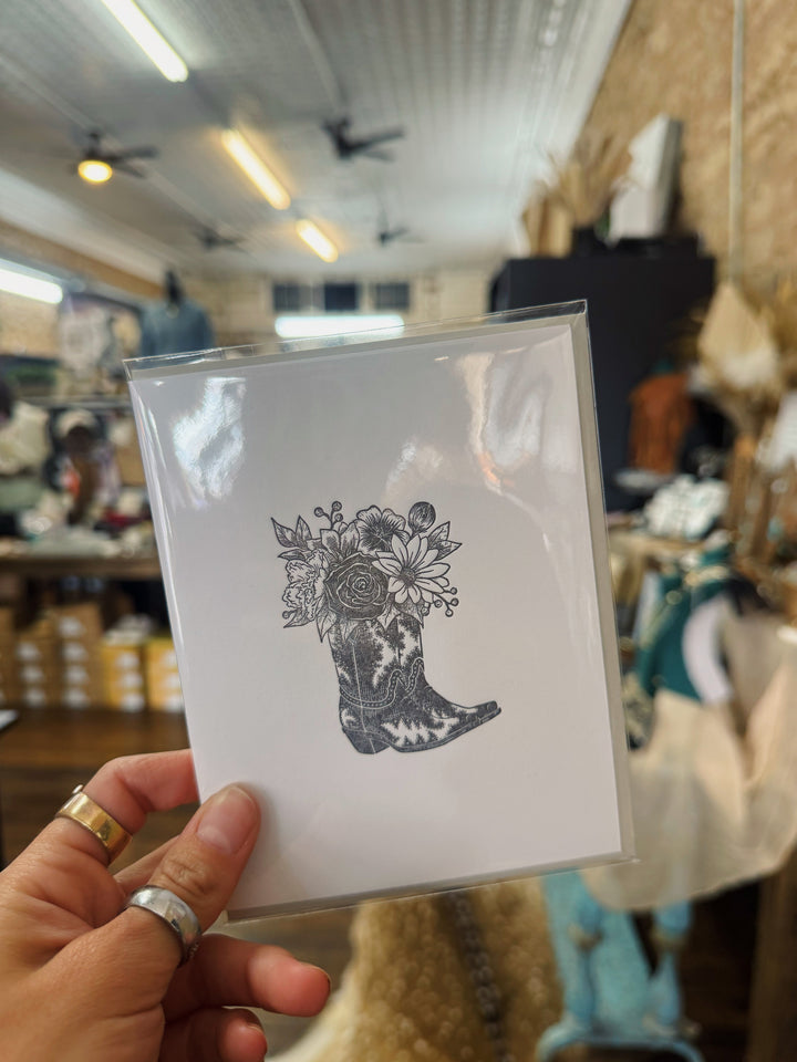 Cowboy Boots With Flowers Card