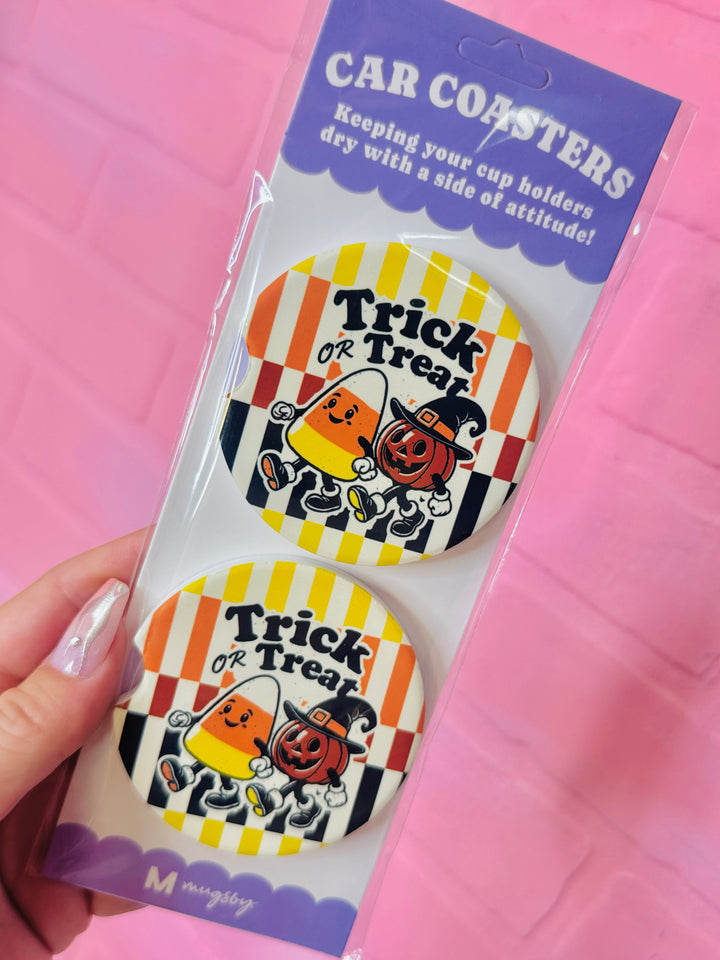 Trick or Treat Halloween Car Coasters