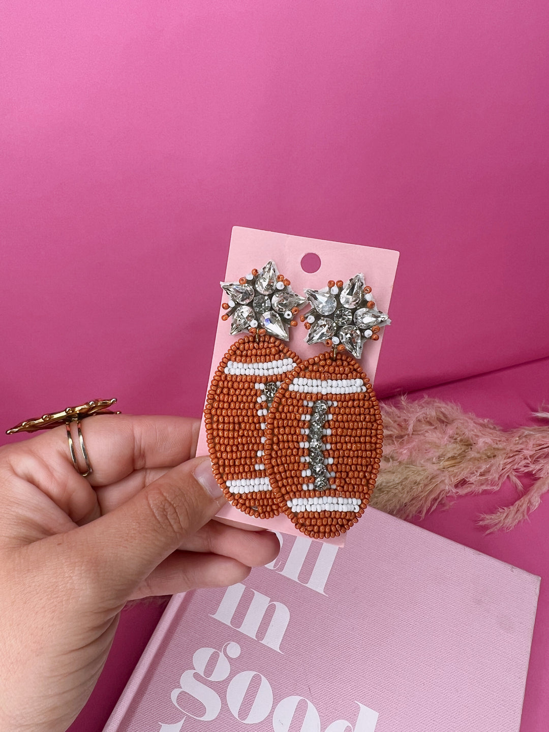 We've Got Spirit Beaded Football Earrings
