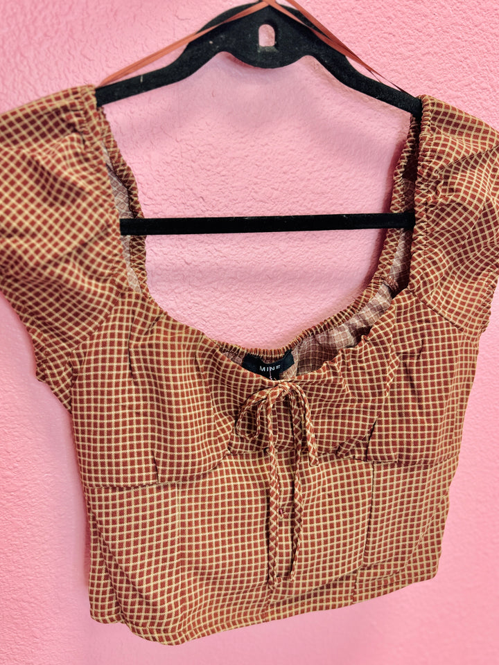The Poppy Plaid Tie Top
