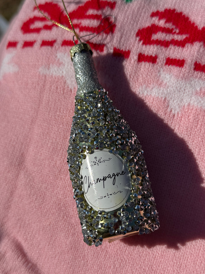 Glitter Champagne Bottle Ornament