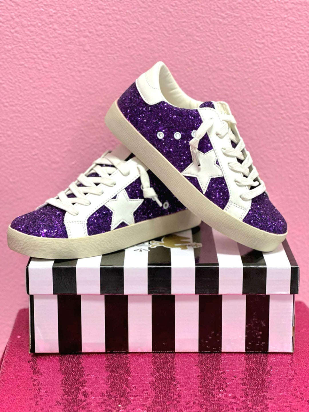 Purple Rally Glitter Sneakers