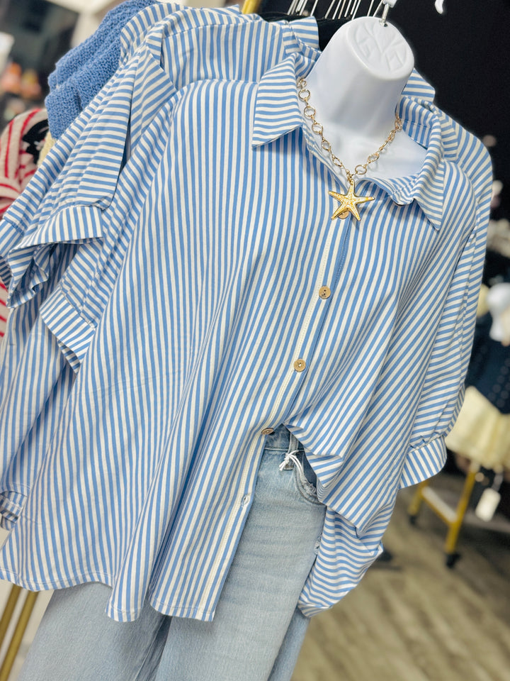 The Maddy Stripe Button Up Top