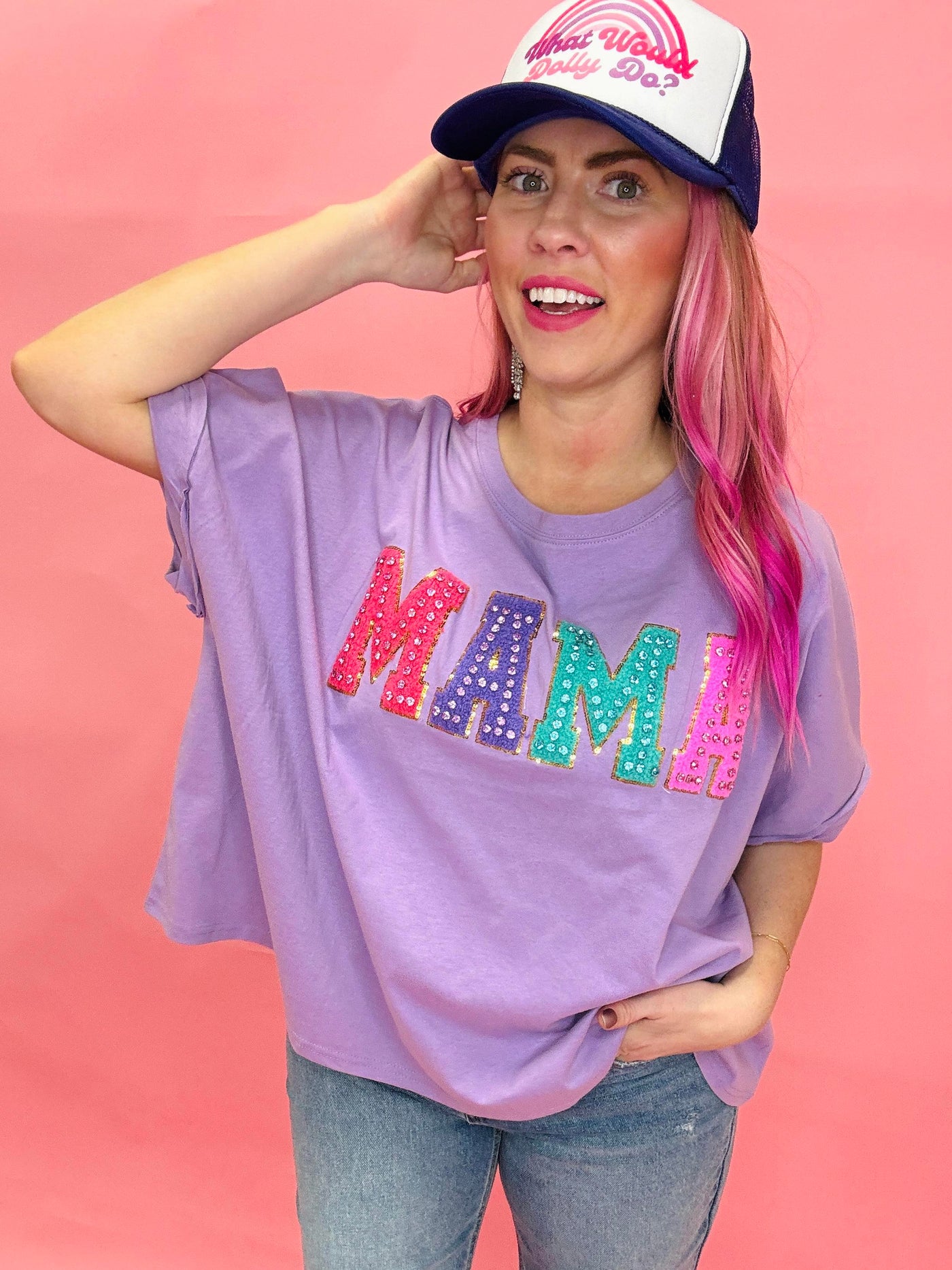 Mama Rhinestone Top