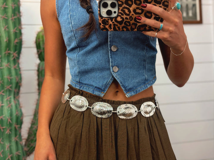 The Sterling Hammered Oval Belt