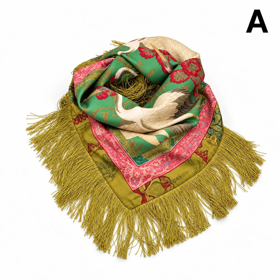 Crane & Coral Botanical Fringe Scarf