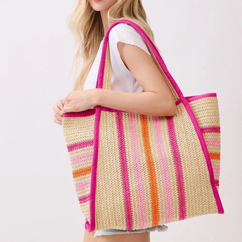 Girlie Girl Pink Straw Bag