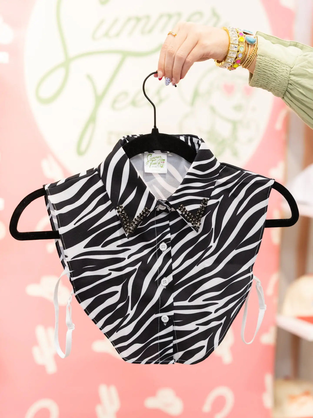 Zebra Jewel Fake Collar Dickey