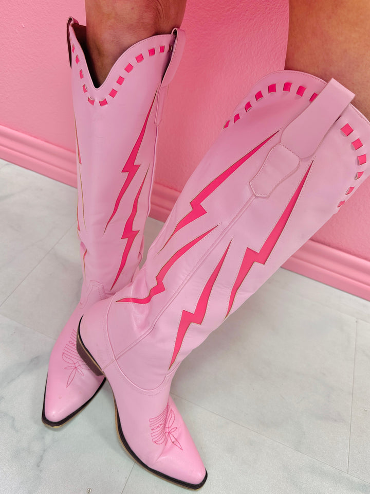 Pink Lightning Bolt Boots
