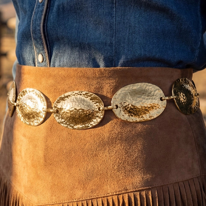 The Sterling Hammered Oval Belt