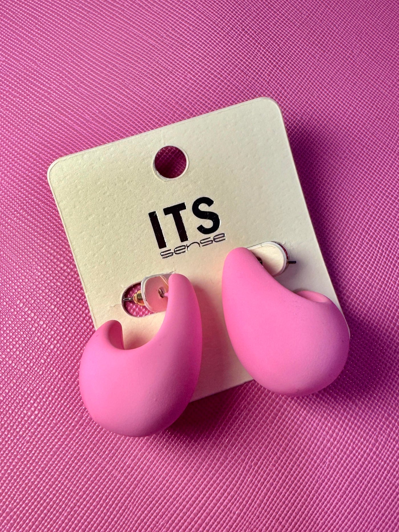 Matte Pink Huggie Earrings