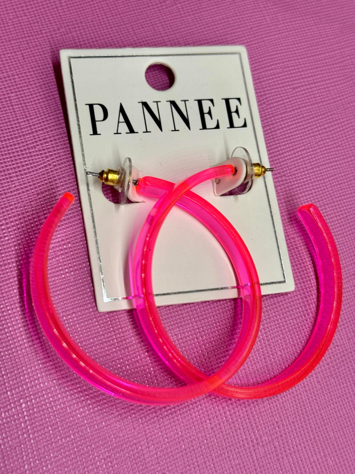 Neon Girl Pink Hoop Earrings