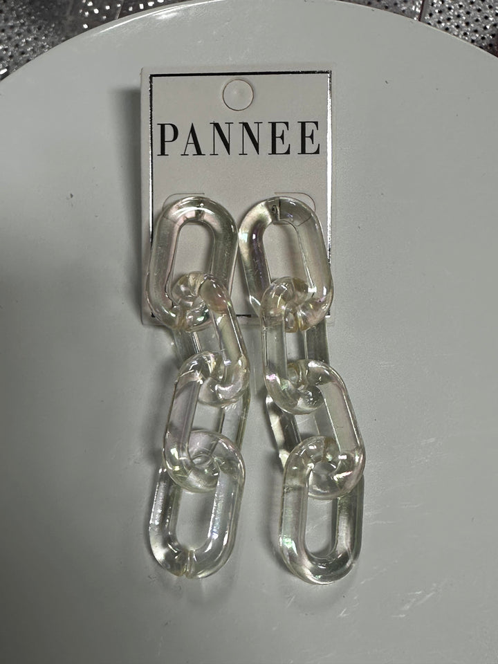 Clear As You Come Link Earrings