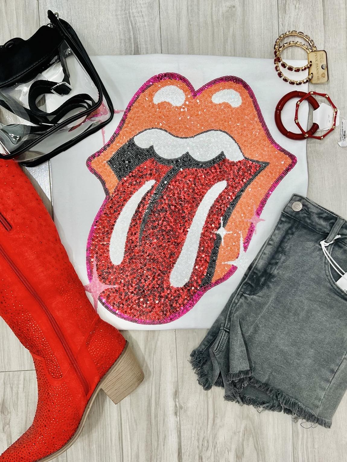 Rolling Stones Sequin Tongue Tee