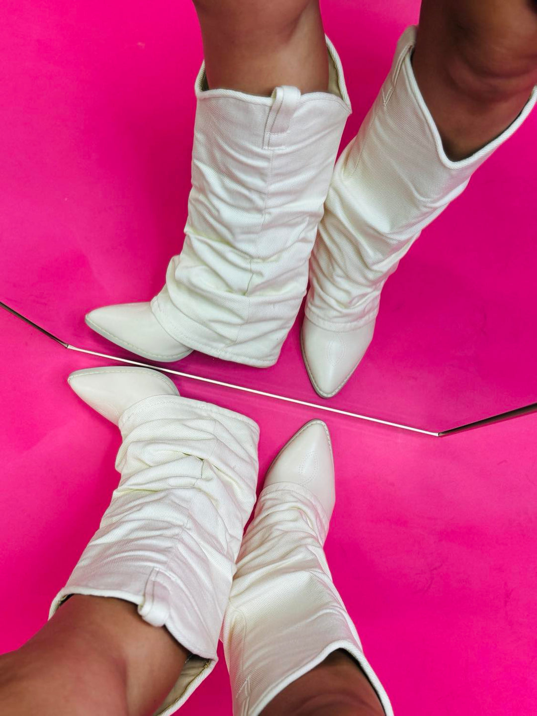 Knee High Pointed Toe Fold Over Western Boots