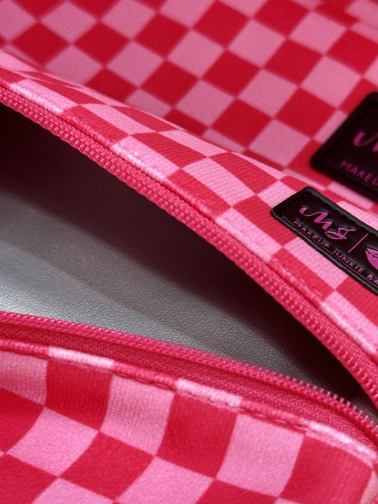 Makeup Junkie Pink Checkered Bags
