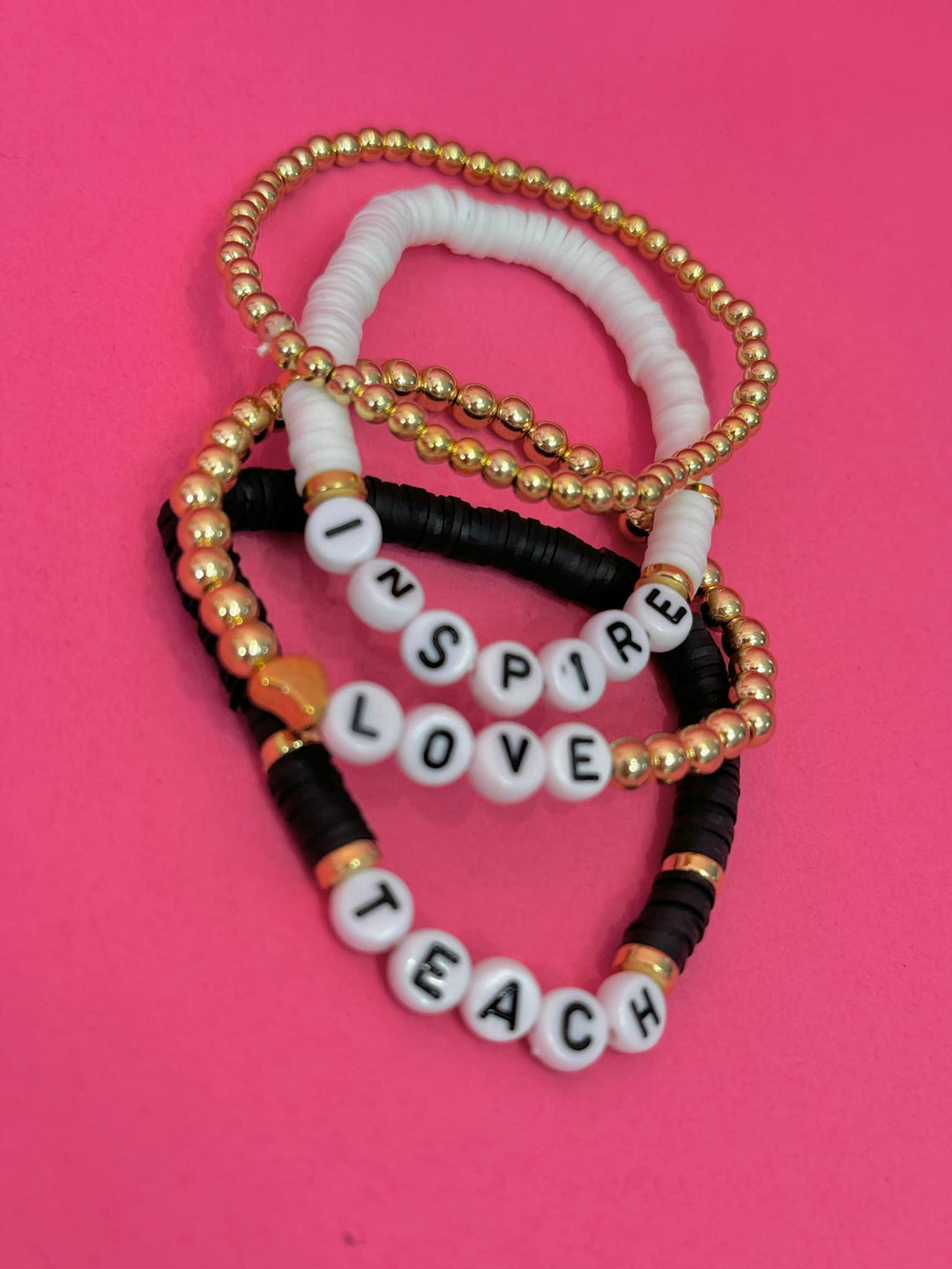 Inspire, Teach, Love Bracelet Stack
