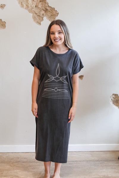 Western Boot Stitch Design Dress