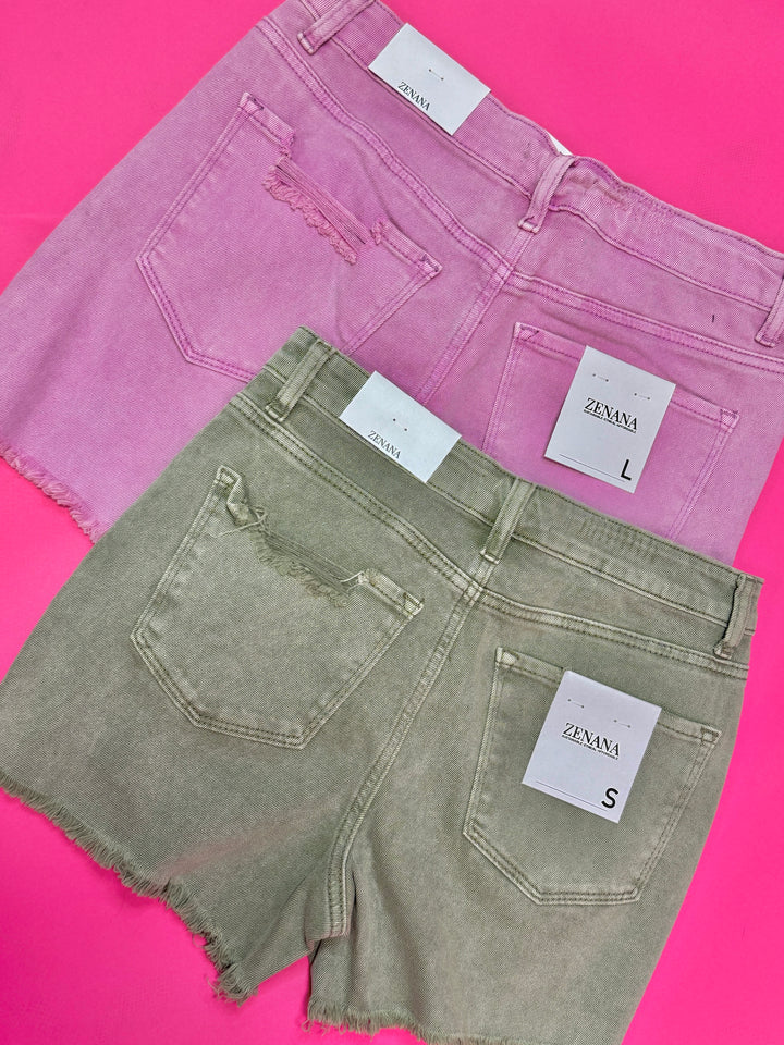 The Leslie Colored Denim Shorts