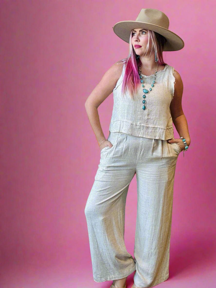 Linny Linen Tank & Pants Set