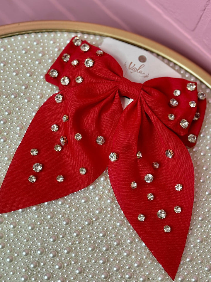 Ruby Red Rhinestone Bow