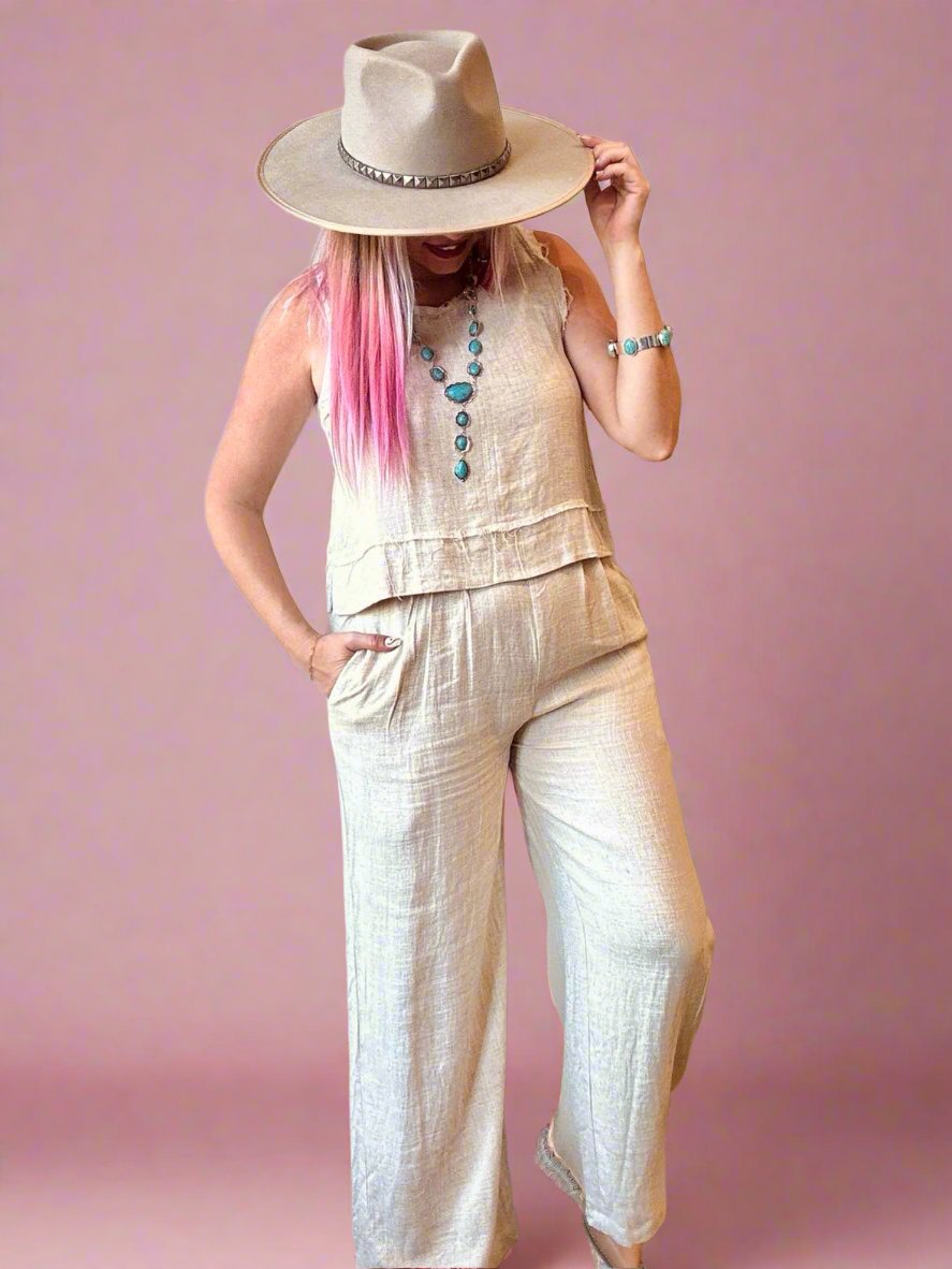 Linny Linen Tank & Pants Set