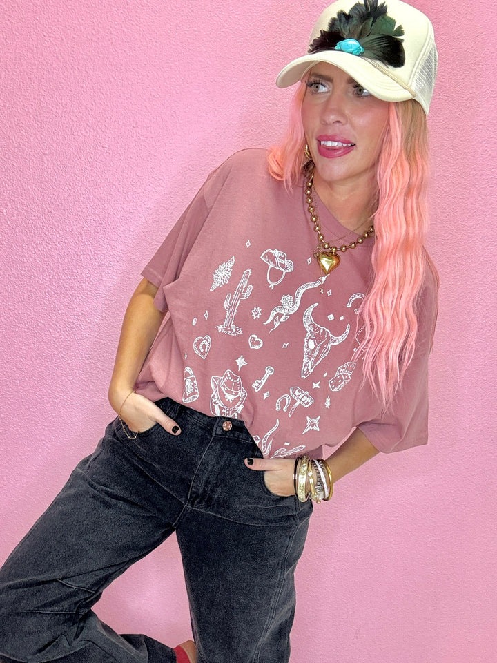 Wild Western Mauve Crop Tee