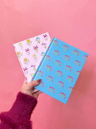 Pink Wildflowers Hardcover Notebook