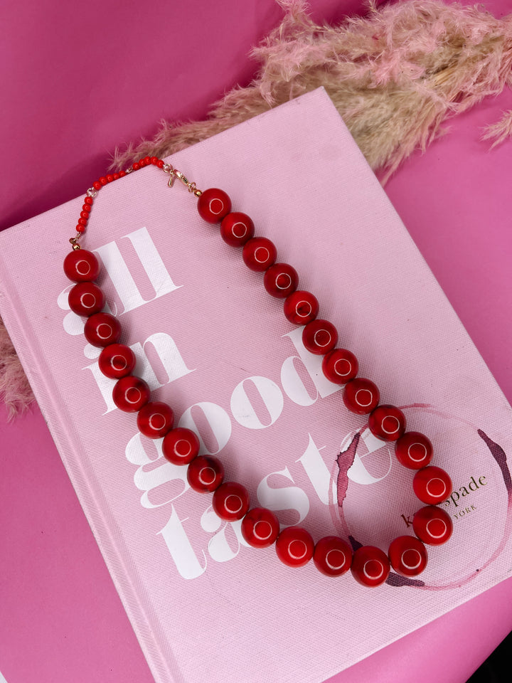 Red Hot Beaded Necklace