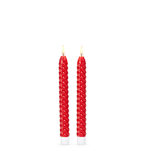Red Twist Taper Candles Set