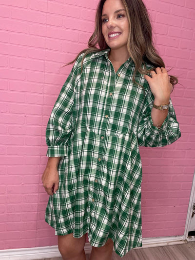 My Grass Is Greener Plaid Dress