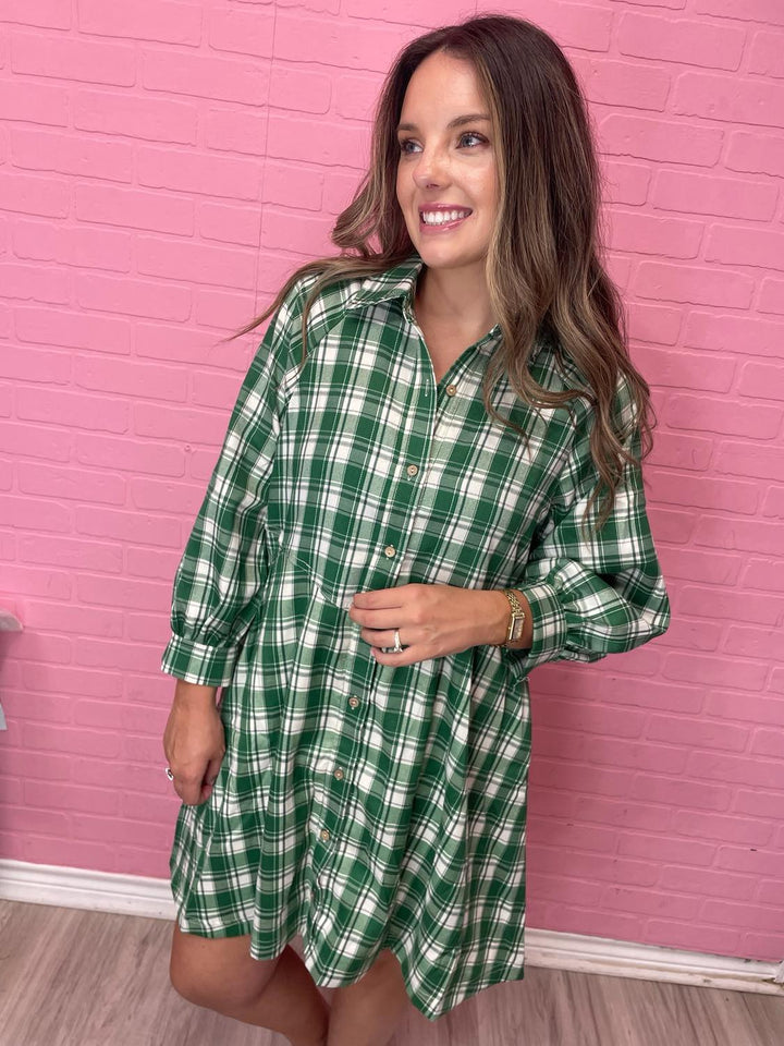 My Grass Is Greener Plaid Dress