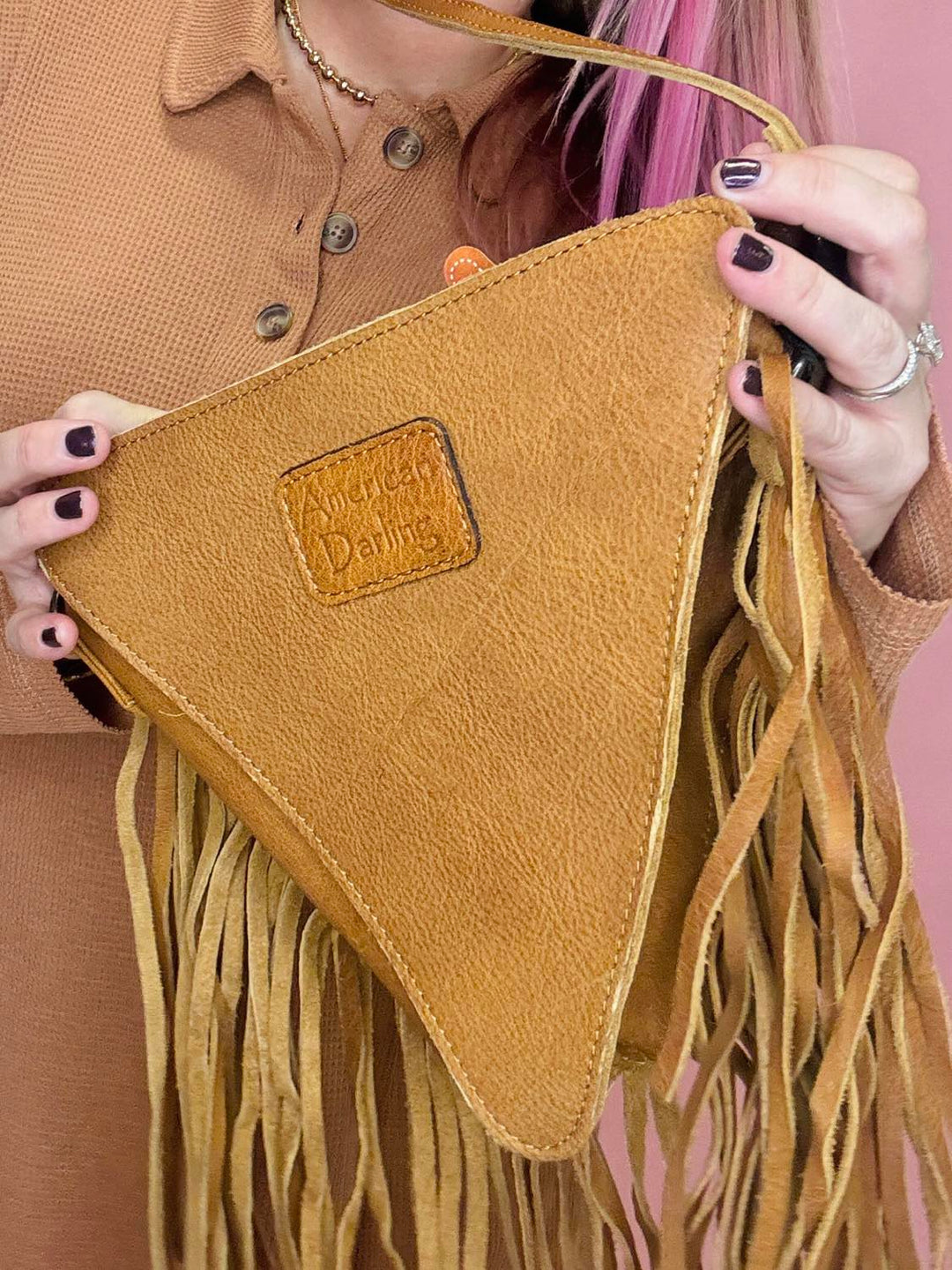 The Tri Leather Fringe Bag