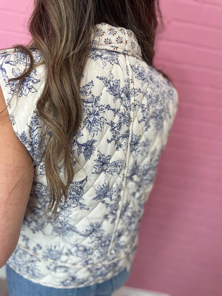 Blue Floral Vest