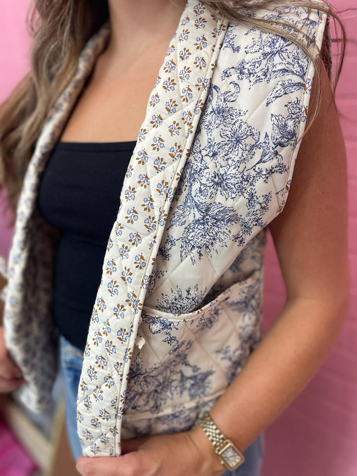 Blue Floral Vest