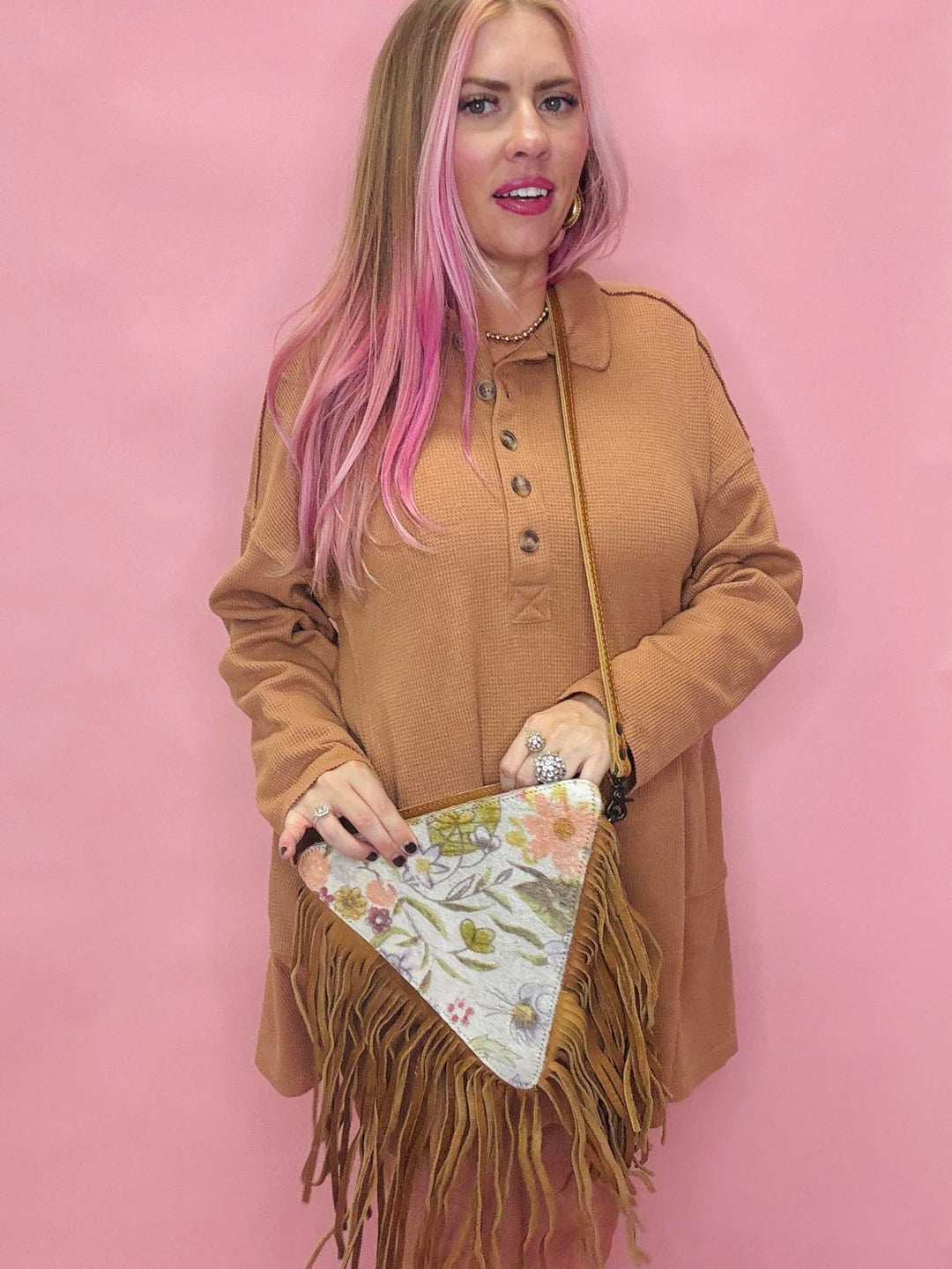 The Tri Leather Fringe Bag