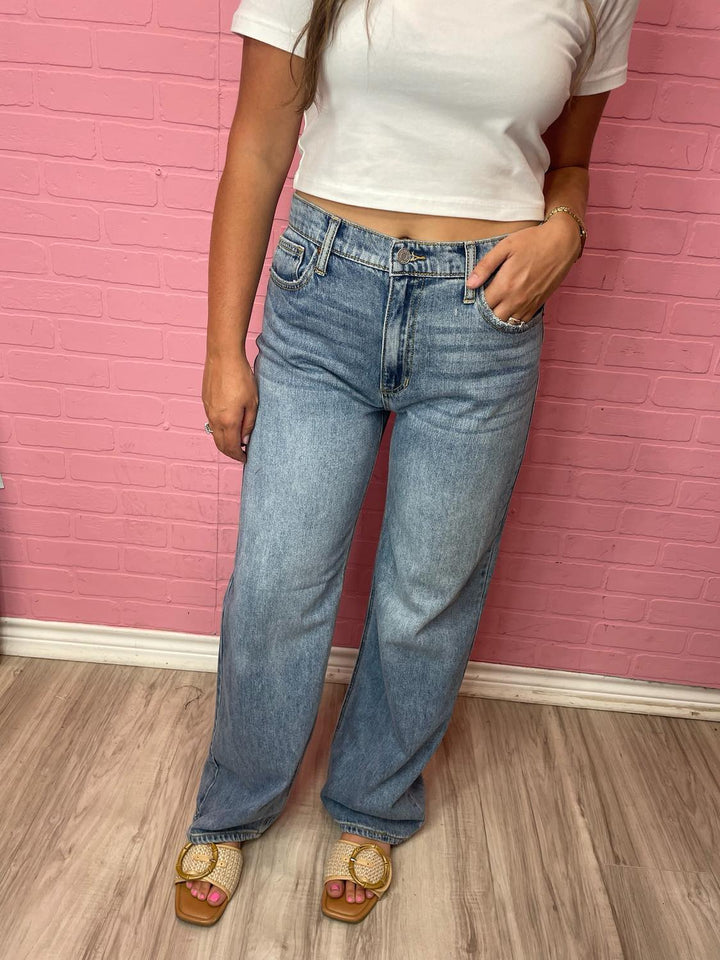 The Catherine Mid-Rise Wide Leg Jeans